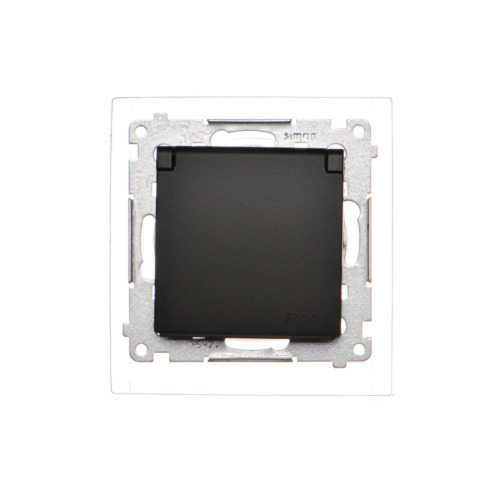 Product: SIMON 54 MODUŁ CZARNY MAT GNIAZDO 1X Z/U Z PRZESŁONAMI Z KLAPKĄ IP44 ZACISKI ŚRUBOWE 16A 250V