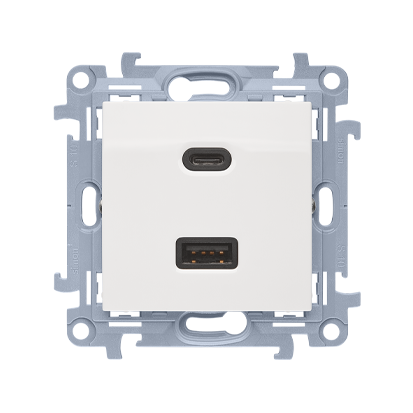 Product: SIMON 10 MODUŁ BIAŁY ŁADOWARKA 2X USB TYP A+C 30W 3.1A 5V DC ZACISKI ŚRUBOWE 230V